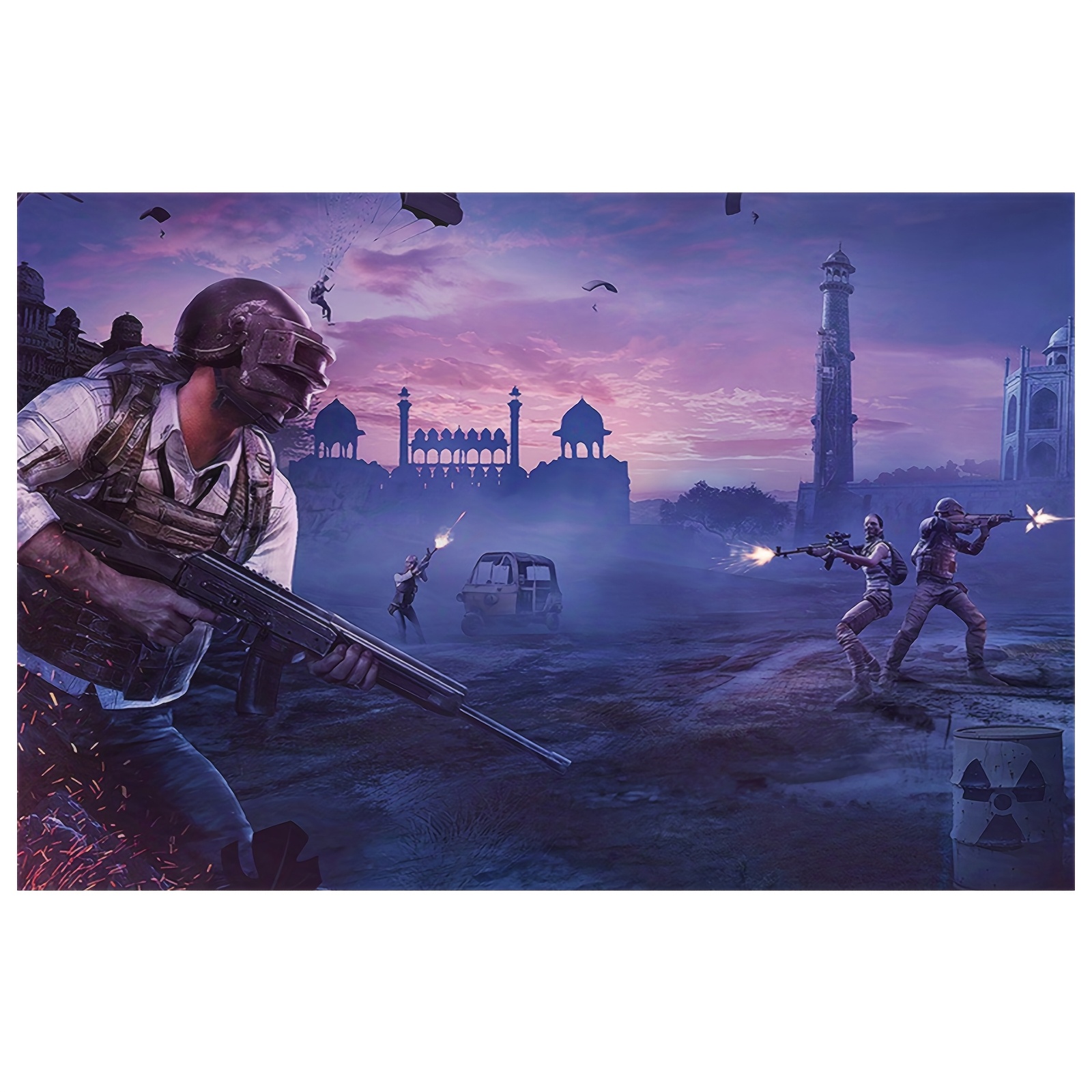 Esports Gaming Poster - โปสเตอร์ศิลปะติดผนังแนวเกมยุทธวิธี – ทหารร่มชูชีพและฉากสนามรบ, ตกแต่งผ้าใบอีสปอร์ตแบบไร้กรอบ 12x18 สำหรับห้องนอนสำนักงาน
