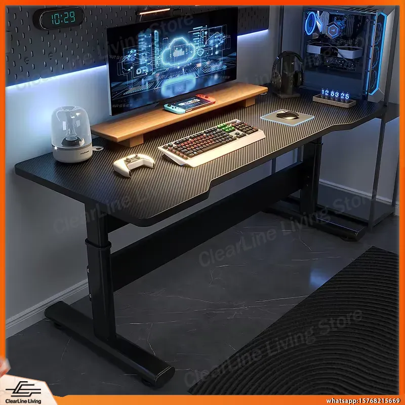Esports Gaming Setup - โต๊ะเกมมิ่งปรับระดับความสูงได้ด้วยระบบไฟฟ้า สำหรับการตั้งค่าพีซีสำหรับอีสปอร์ต สถานีงานไลฟ์สตรีมมิ่ง โต๊ะคอมพิวเตอร์ตามหลักสรีรศาสตร์ พร้อม