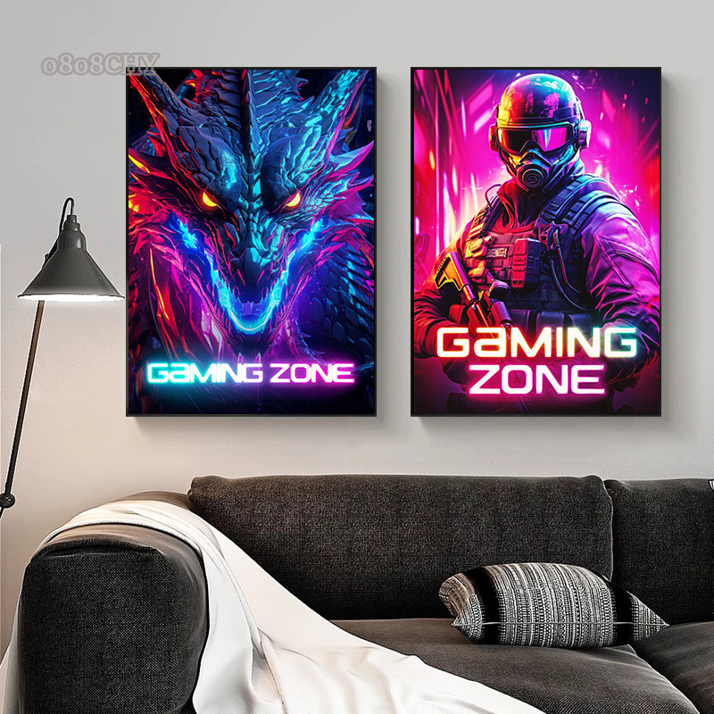 Esports Gaming Poster - Dragon Assassin Space Armor Gaming Zoneโปสเตอร์ผ้าใบพิมพ์ภาพผนังศิลปะโมเดิร์นGamerห้องนอนEsports