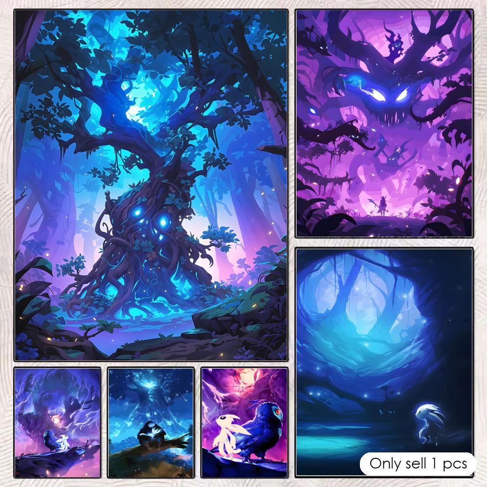Esports Gaming Poster - โอ-โอริและบี-บลายด์ เอฟ-ฟอเรสต์สโปสเตอร์ตกแต่งผนังสำหรับห้องเล่นเกมและห้องนั่งเล่นอีสปอร์ตและห้องนอนวัยรุ่นและตกแต่งผนังหอพัก