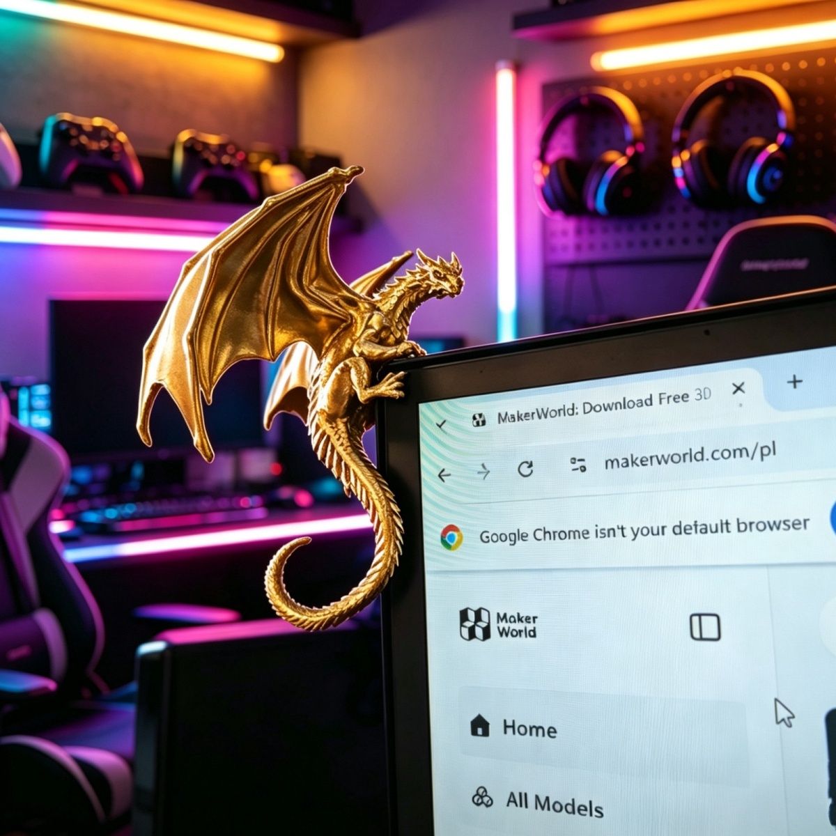 Esports Gaming Setup - โมเดลมังกรเท่ห์ ตกแต่งหน้าจอ ของตกแต่งสุดพิเศษ อุปกรณ์เสริมสำหรับเกมเมอร์ สำหรับการจัดวางอีสปอร์ต