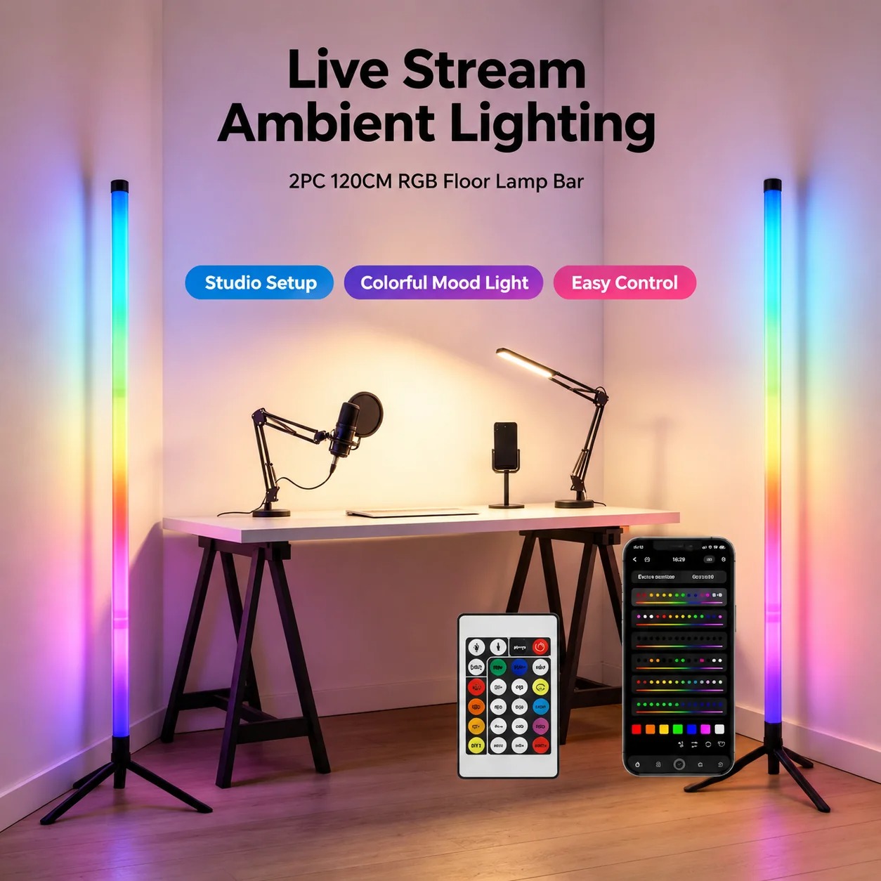 โคมไฟตั้งพื้น RGB ขนาด 120 ซม. - Esports Gaming Setup บทวิจารณ์และราคา