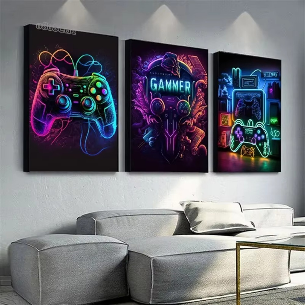 นีออนเกมผ้าใบภาพวาดเกมคอนโทรลเ - Esports Gaming Poster บทวิจารณ์และราคา