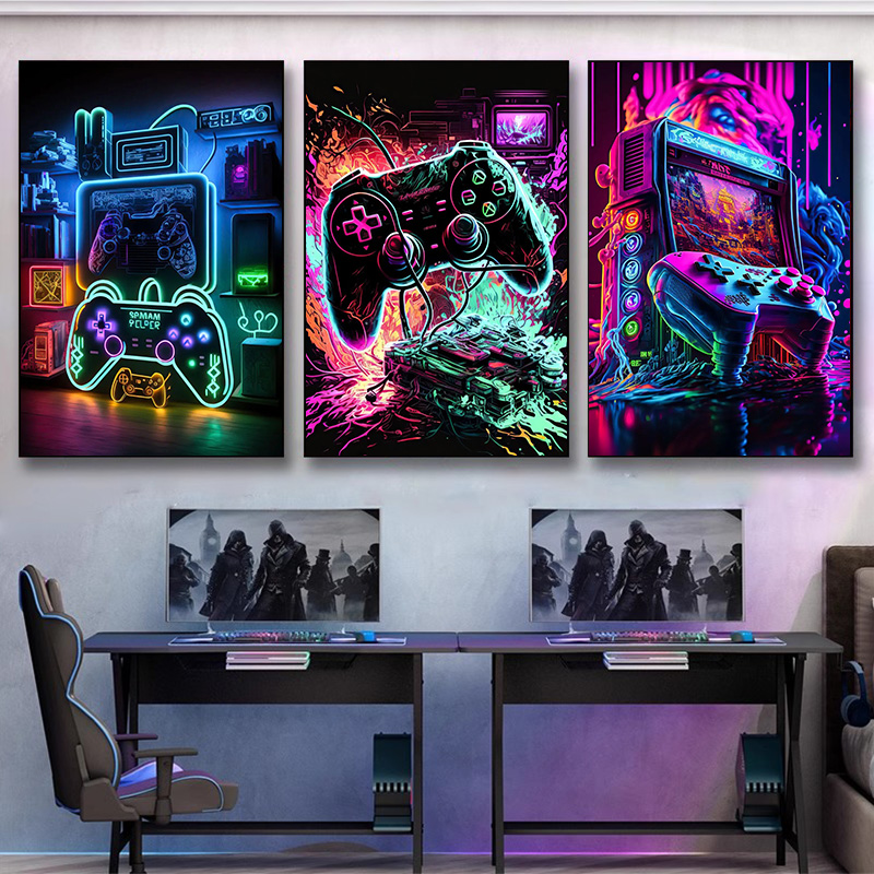 Neon Pop Cool Gaming Wall Art  - Esports Gaming Poster บทวิจารณ์และราคา