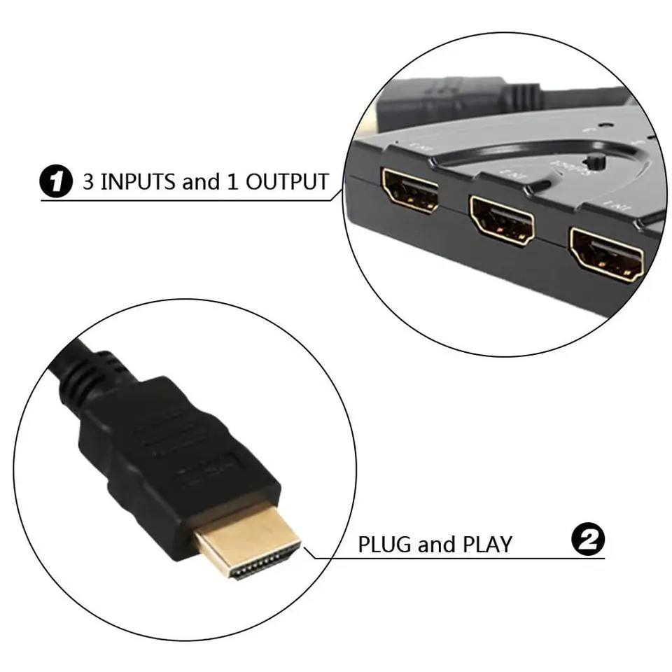 HDTV Switch 3 ใน 1 4k Splitter - Esports Gaming Hub บทวิจารณ์และราคา