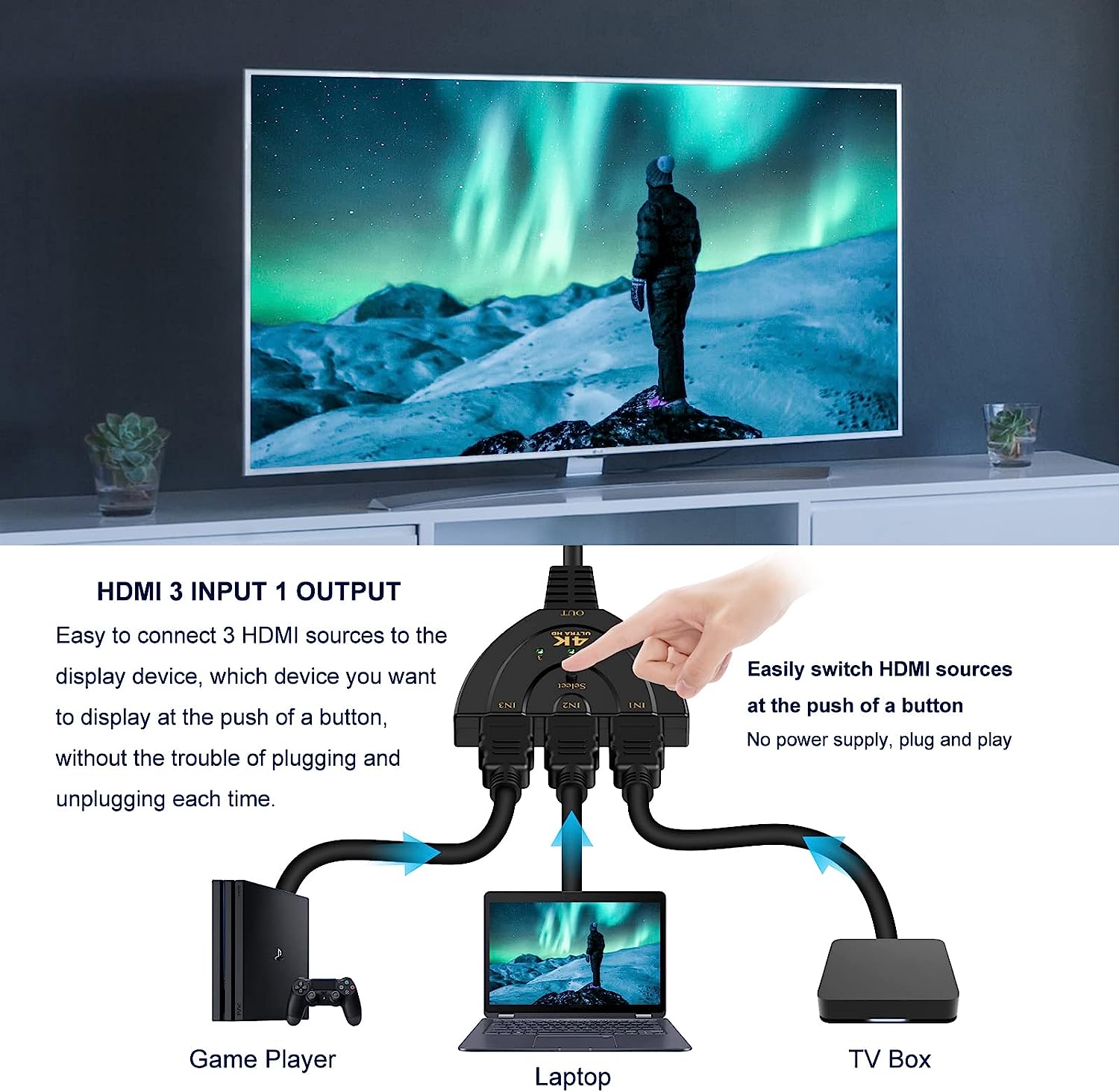 HDTV Switch 3 ใน 1 4k Splitter - Esports Gaming Hub บทวิจารณ์และราคา